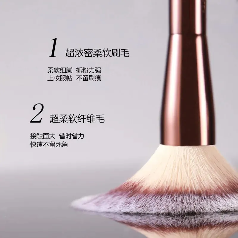 Dual ended Powder + Highlighter Πινέλα μακιγιάζ Περίγραμμα πούδρας Πινέλο μακιγιάζ εξαιρετική Επαγγελματική καλλυντική μεταλλική λαβή
