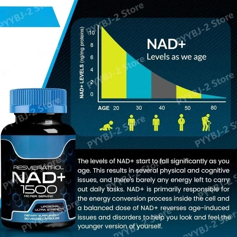 NAD+ Capsules with Resveratrol Herbal Antioxidant Supplement Support Cellular Health Energy & Anti Aging for Women Men 90pieces — image 4