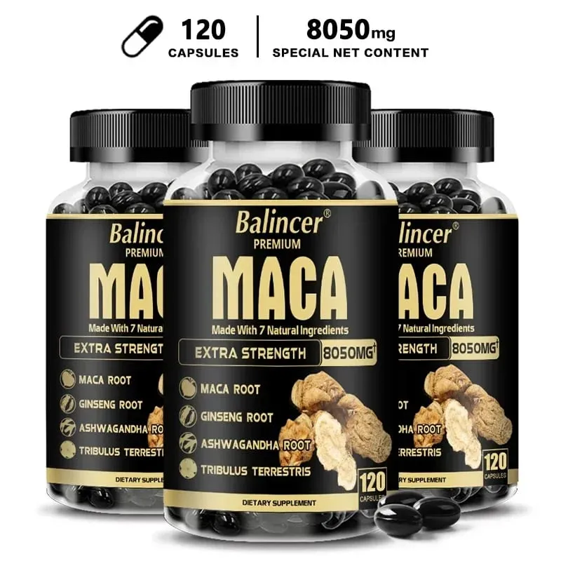 20X Natural Concentrated Extracts Black + Red + Yellow Maca Root Korean Ginseng Ashwagandha Maca Root Capsules 8050 Mg — image 7