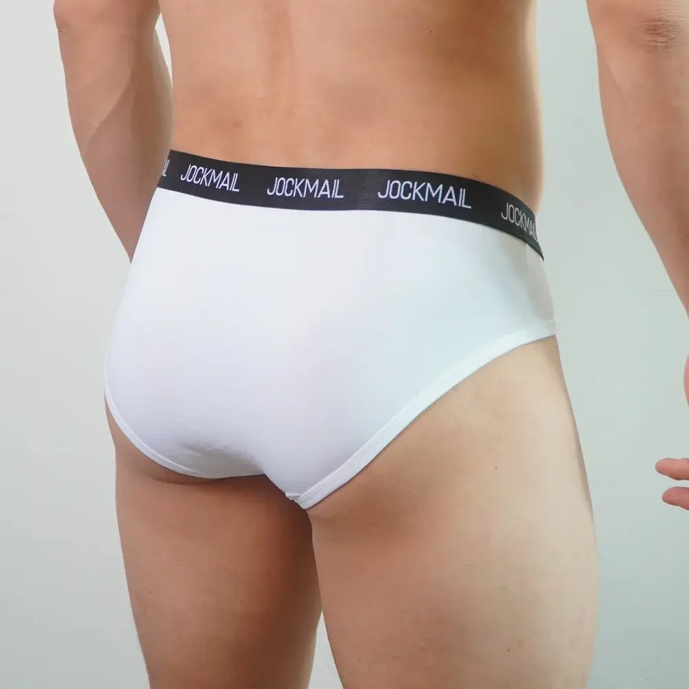 Jockmail Mensชุดชั้นในต่ำเอวเซ็กซี่กีฬาBreathableฤดูร้อนกางเกงผ้าไหมน้ำแข็งกระเป๋าใหญ่ไนลอนสีทึบกางเกงในชาย — image 13