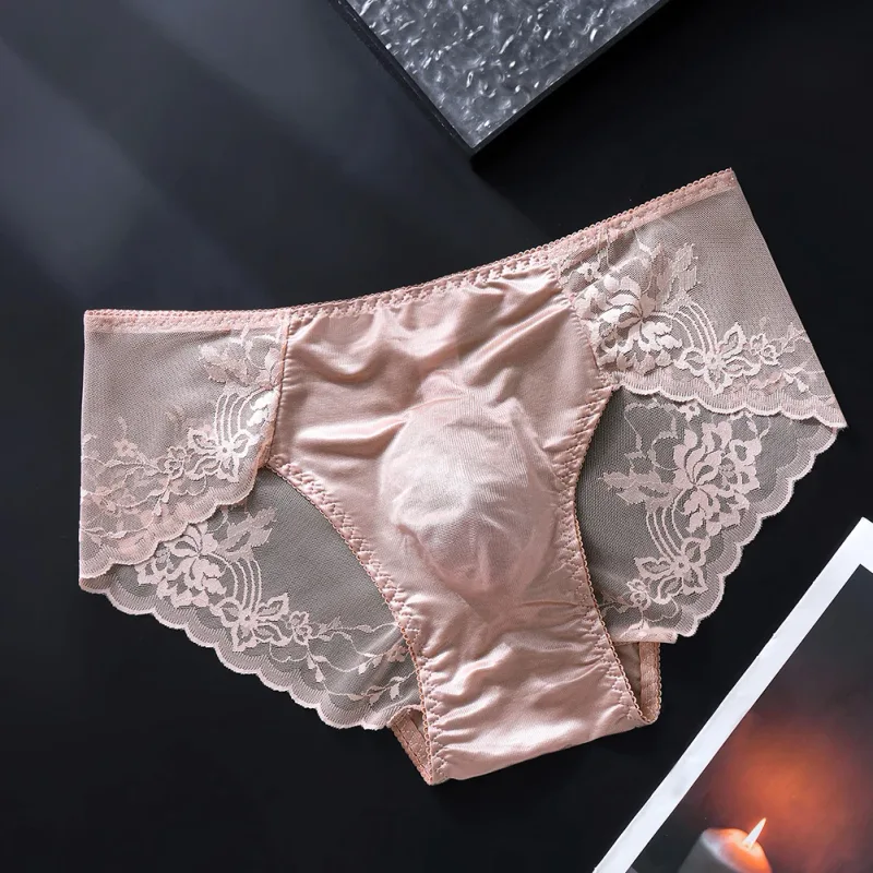 Men Lace Briefs Seamless Ice Silk Briefs Underwear 3D Bulge Pouch Low Waist Gay Panties — image 12