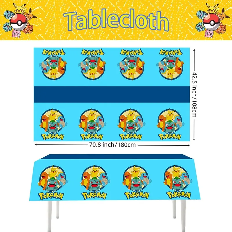 1/10 יחידות פוקימון קישוט יום הולדת מפת שולחן חד פעמית פיקאצ'ו כיסוי שולחן לילדים מתנות יום הולדת ציוד למקלחת — image 3