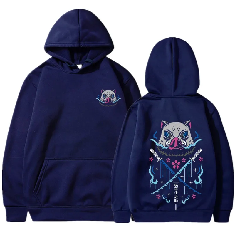 Felpe con cappuccio Anime Inosuke Uomo Donna Kimetsu no Yaiba Felpe Manga Kawaii Harajuku gotico Pullover con cappuccio Casual Streetwear — image 10