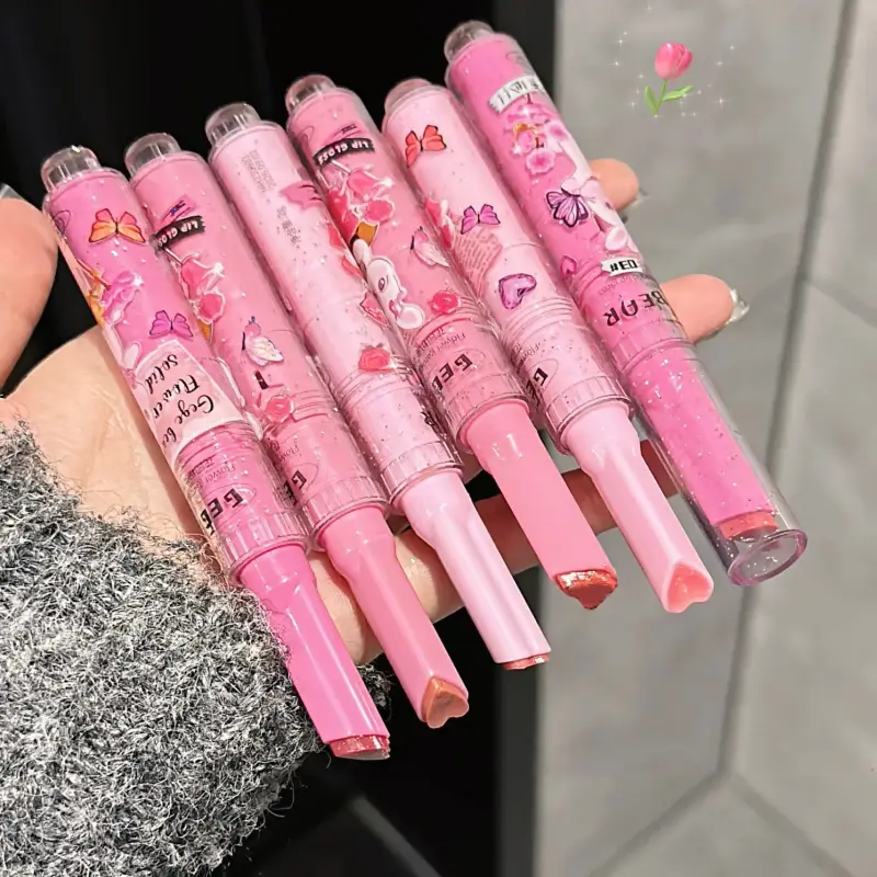 Gege Bear Garden Pink Rabbit Jelly Lip Gloss Solid Lip Glaze Καθρέφτης Γυαλί νερό Ανοιχτό σε σχήμα καρδιάς κραγιόν Κορεάτικη απόχρωση χειλιών — image 2