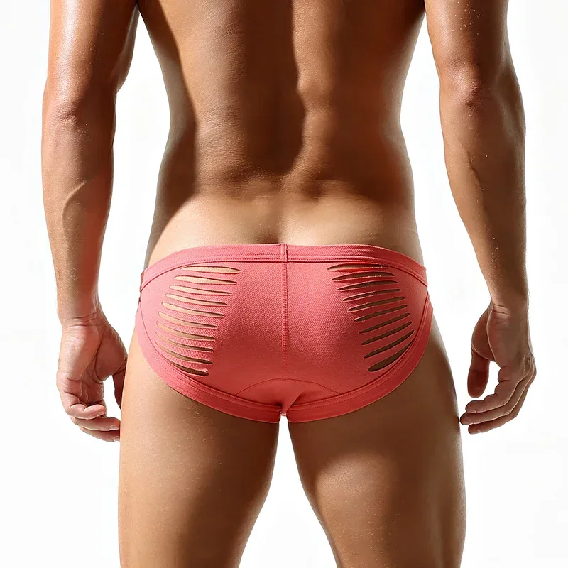 Sexy Men Open Butt Underwear Fashion Hollow Out Bikini Trunks Male Breathable Underpants Low Rise Bulge Pouch Panties Lingerie — image 21