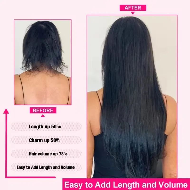 Insible Seamless Clip Ins Bone Straight Human Hair Unprocessed Raw Hair PU Weft Extensions Full Head 7Pcs/Set Clip on Hair — image 8