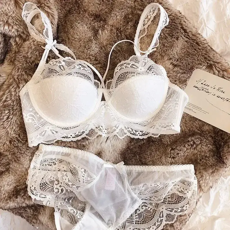 Γαλλικό Pure Lace Bralette Petite Σετ σουτιέν AABB Cup με αφαιρούμενα λουράκια & λεπτά μαξιλαράκια Push Up Απαλό κάτω σύρμα, σέξι γυναικεία