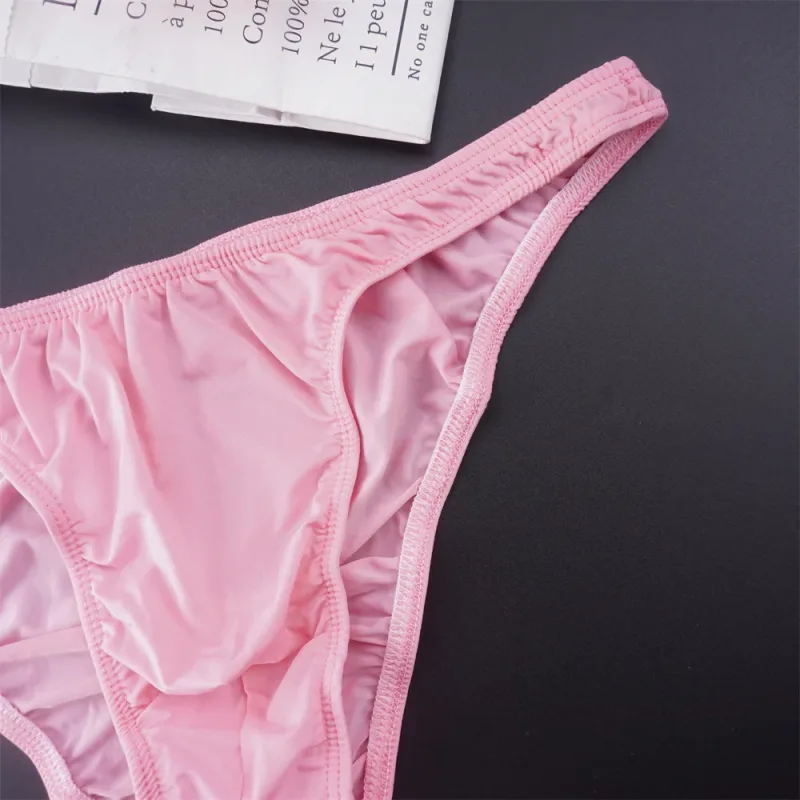 Man Solid Color Ice Silk Seamless Briefs Low Waist U Convex Male Panties Ultra-thin Underwear Elastic Quick Dry Breath Panty