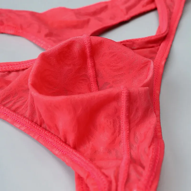 Lelaki Lace Jacquard G-string Seluar Dalam Tinggi Meregangkan Kantung Besar Thong Seluar Dalam Gay Seksi Erotik Seluar Dalam T-belakang — image 13