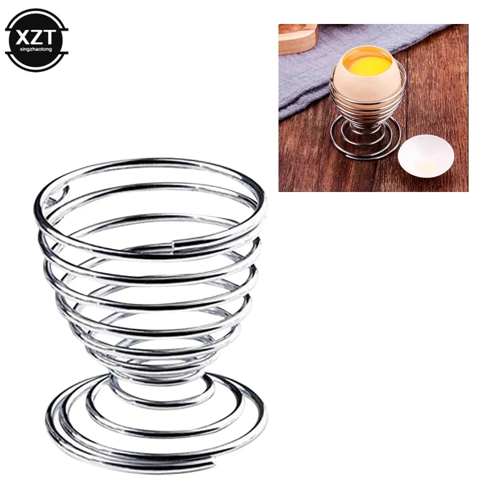 2PCS Eggs Holder Spiral Stainelss Egg Cup Boiled Kitchen Breakfast Hard Boiled Spring Holder Egg Cup Cooking Tool Kitchen Gadget — image 7