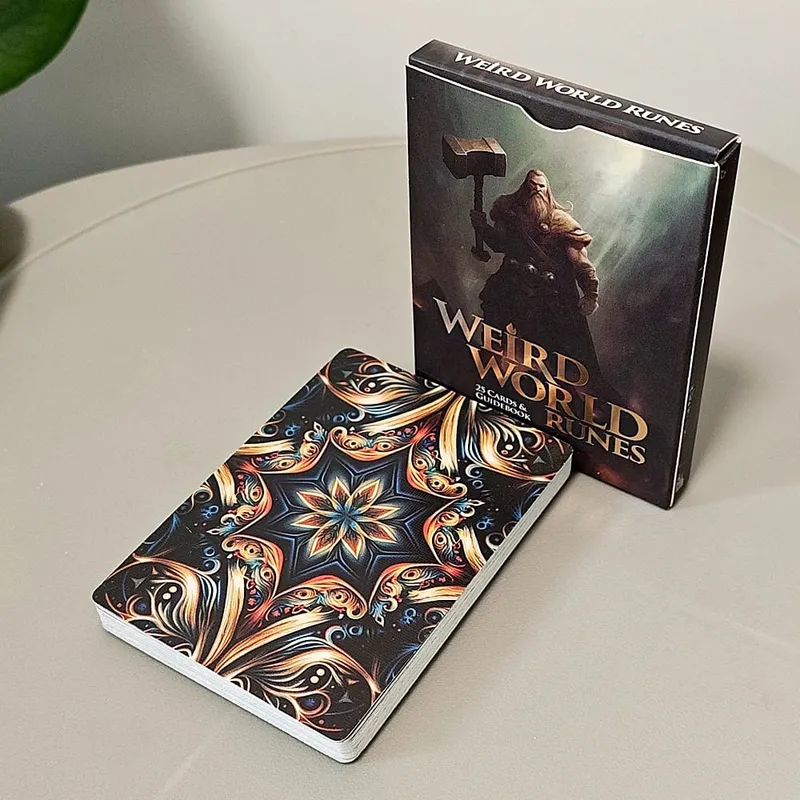 Weird World Runes Deck 9*6cm - 25 Elder Futhark Oracle Cards for Divination Τυπωμένες σε χαρτόνι με διπλό ανάγλυφο 350GSM
