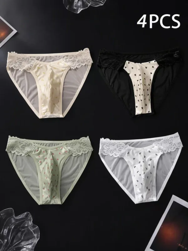 4PCSSexy Mens กางเกงไม่มีรอยต่อน้ำแข็ง Ultra บางกีฬาฟิตเนสถุงน่องกางเกงกางเกงชั้นในชายต่ำเอว 3256812833245883