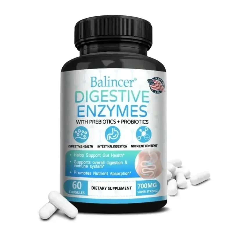 Organic Digestive Enzyme Probiotic Capsules Prebiotic Nutrition Digestion and Gut Health Immunity Suitable for Adults and Men
