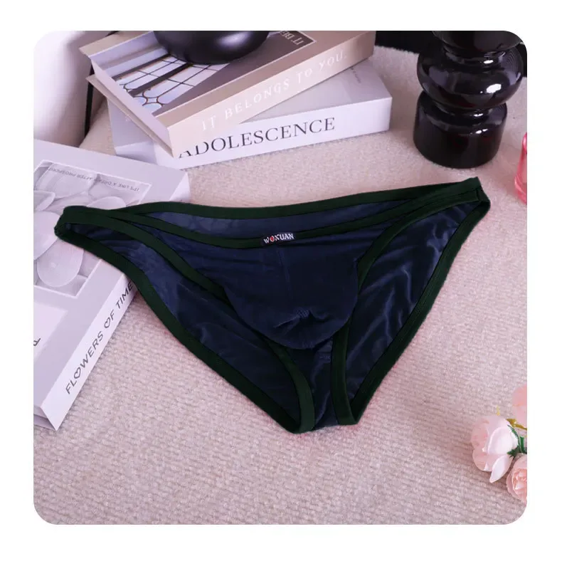 3PCS Lace Convex Briefs Men's Briefs Transparent Sexy Low Waist Mesh Quick-drying Solid Color Breathable Men Underwear