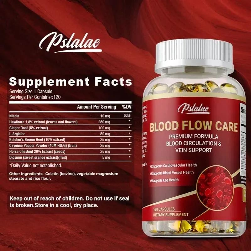 Blood Flow Care Supplement - Supporting Blood Circulation Promotes Leg Vein Heart Blood Vessel and Cardiovascular HealthSuppl