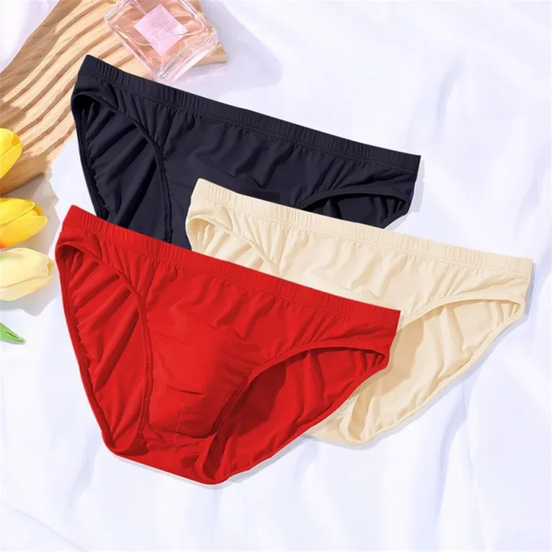 New Big Men's U Convex Underwear Ice Silk Quick Drying Briefs Summer Cool Low Waist Thin Male Underpants Plus Size — image 7