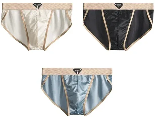 1/3PCS Men's Briefs Ice Silk Satin-like Briefs Men's Underpants Summer Breathable Quick Drying Panties Sexy U Pouch Underwear — image 22