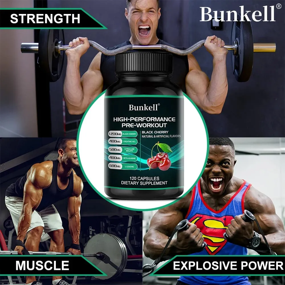 Bunkell Pre-Workout Supplement - Amino Acids Creatine HCI Citrulline Malate Beta-Alanine To Improve Athletic Performance