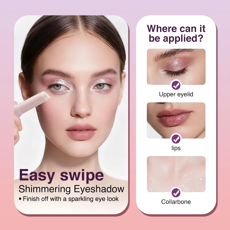 Shimmer Eyeshadow Stick מתייבש סרט מהיר נעילה אור שאינו דוהה ניצוץ צלליות פנים סימון שפתיים