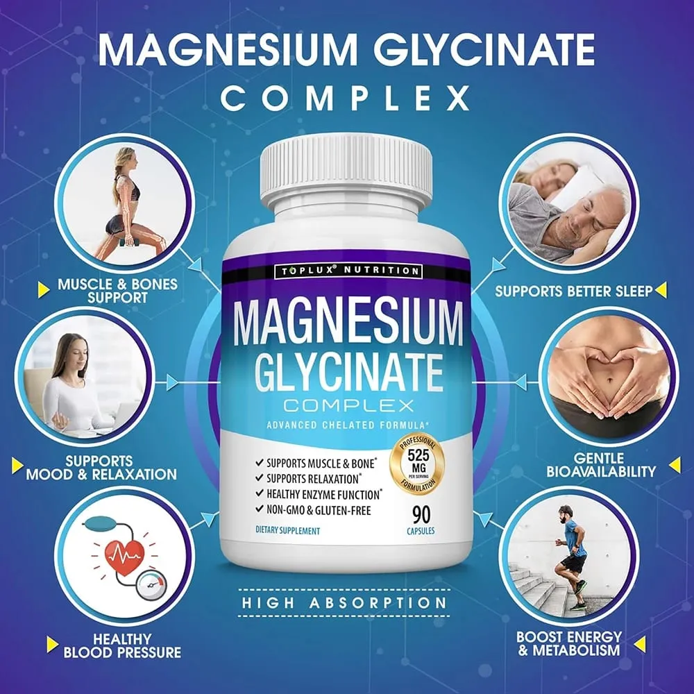 Συμπλήρωμα Premium Magnesium Complex 1000mg Magnesium Glysinate 525mg Blood Sugar Complex 940mg Moringa Capsules 1200mg Non-GMO — image 3