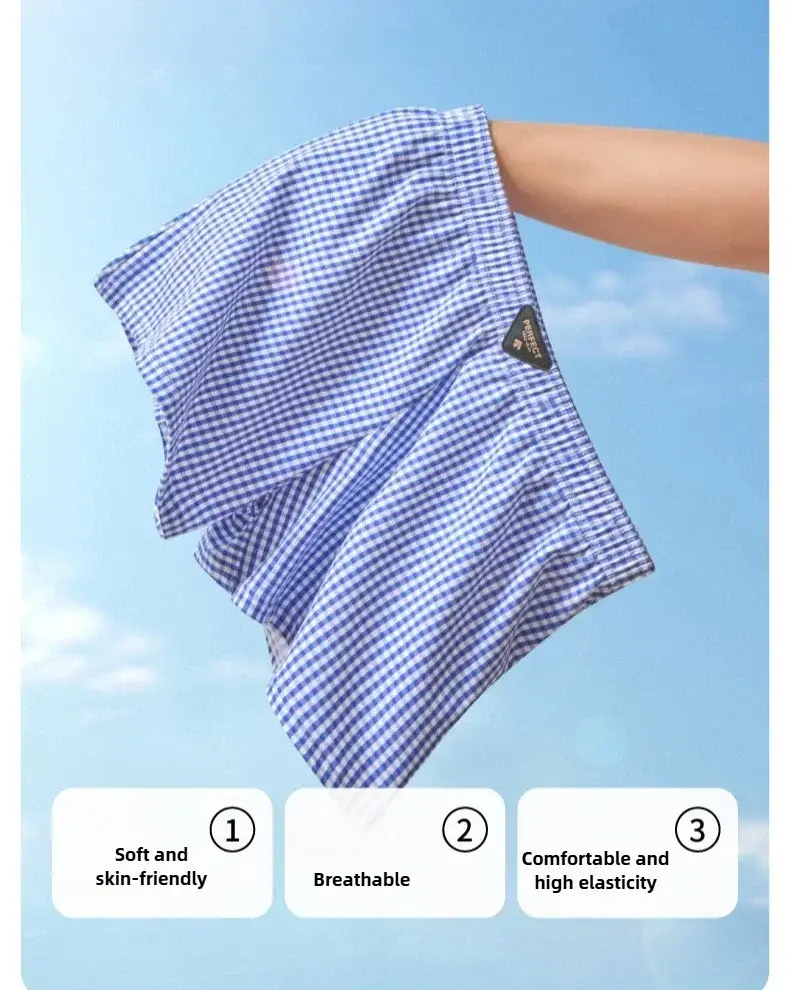 3Pek Kapas Seluar Aro Lelaki Musim Panas Nipis Mens Boxers Longgar Bernafas Seluar Piyama Trendy Lembapan Wicking Boxershorts — image 2