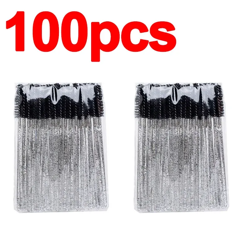 Νέο 50/100 τμχ Microbrush for Eyelashes Brush Crystal Spoolie Brushes Brown Comb Makeup Beauty Tool for Eyelashes HZS24