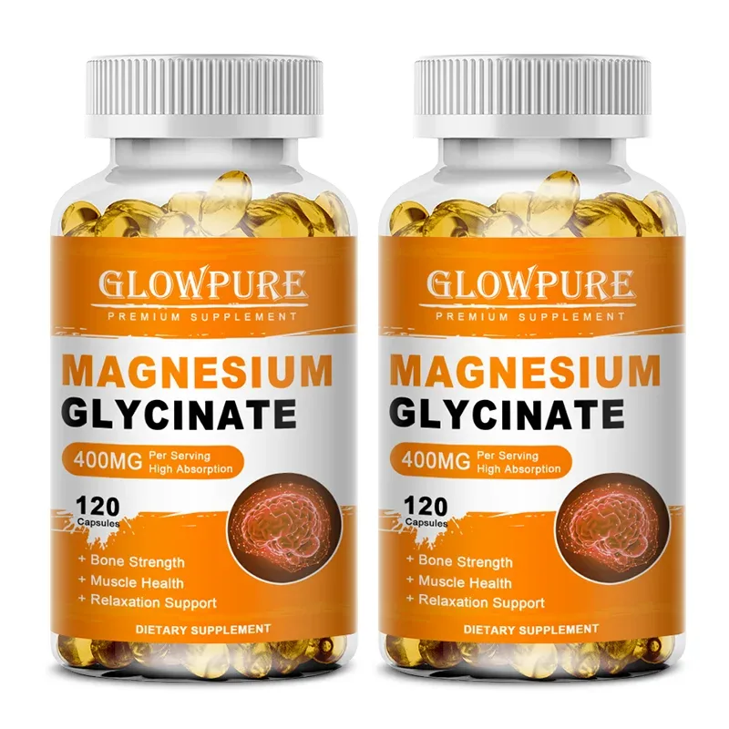 Magnézium-glicinát 400 mg az alváshoz Agy Idegrendszer Csont Izom Szorongáscsillapítás Szívegészség Stressz és szorongás enyhítése — image 9