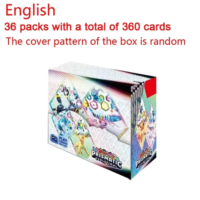 360 db/doboz 10 kártya/csomag angol Pokémon kártya Prismatic Evolutions English Booster Battle tranzakciós kártya ajándékok