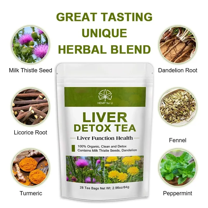 Liver Detox Natural and Organic Herbal Support Clearing Away Heat Detoxifying Tea for Repair Body Fat Metabolism System — image 2