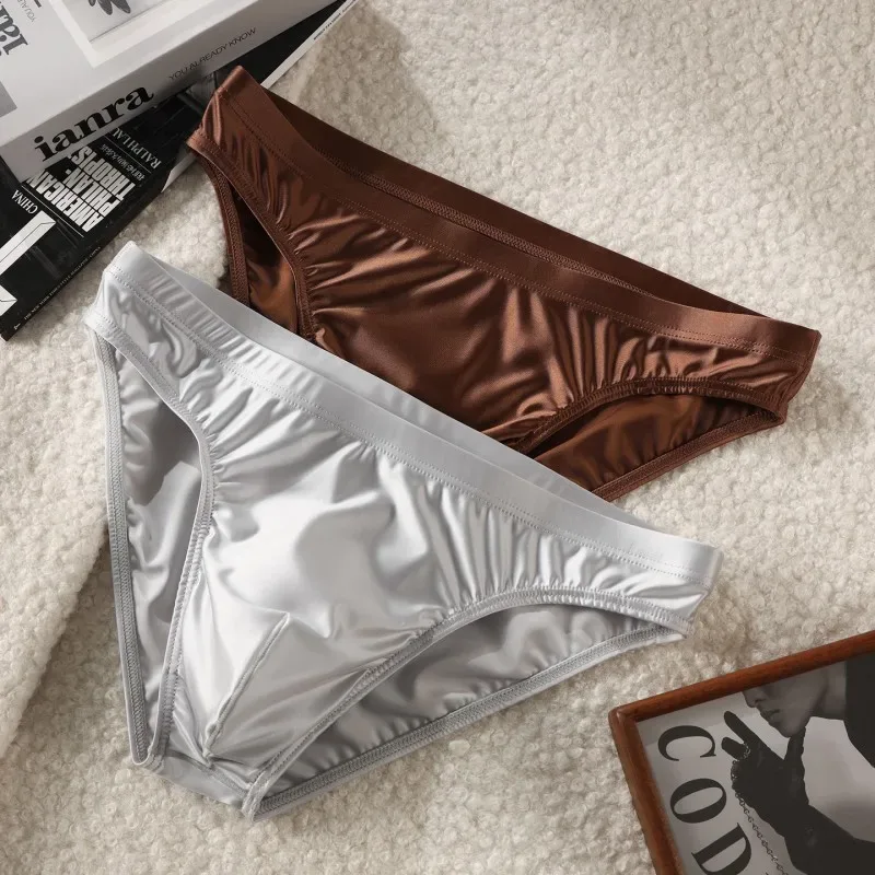 Men Solid Briefs Underwear Man Sexy Glossy Underpants Cuecas Calzoncillos Ropa Interior Hombre Slips Male Pouch Panties — image 15