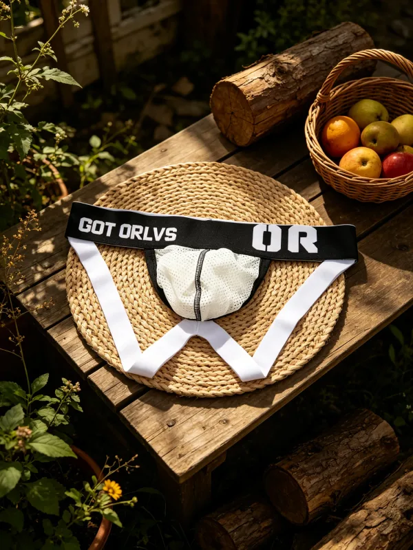 Herren-G-String-Mesh-Unterwäsche, kontrastbedruckter Buchstabe, breiter, elastischer Bund, 3D-Kontur, U-Beutel, feines Mesh-Material, anspruchsvoll — image 12
