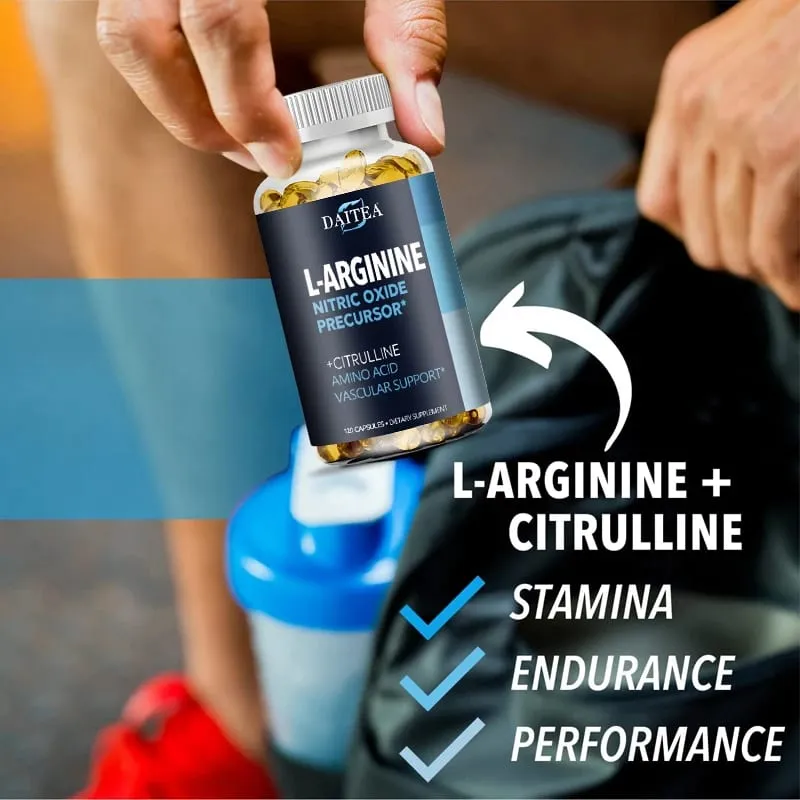 Daitea L-Arginine Supplement - For energy strength and endurance support during exercise | Muscle Mass Non-GMO — image 3