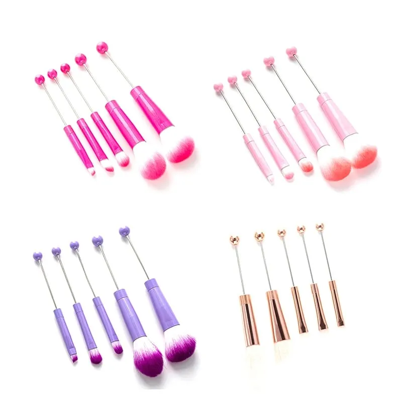 【5 τεμάχια Beaded Eyeshadow Brush Diy Beaded Cosmetic Brush Brushes Tool Kit Μεταλλική λαβή Ανθεκτικά πινέλα μακιγιάζ ματιών】 — image 3