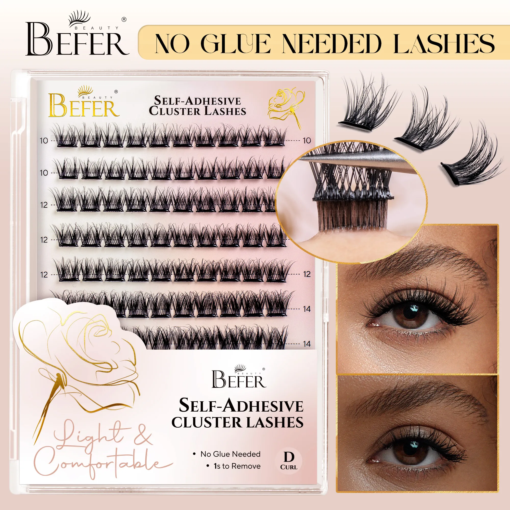 Befer Self-Adhesive Lash Clusters No-Glue Manga Eyelashes 120 Pcs Clusters Lashes Natural Makeup Fluffy False Eyelashes Supplier — image 2