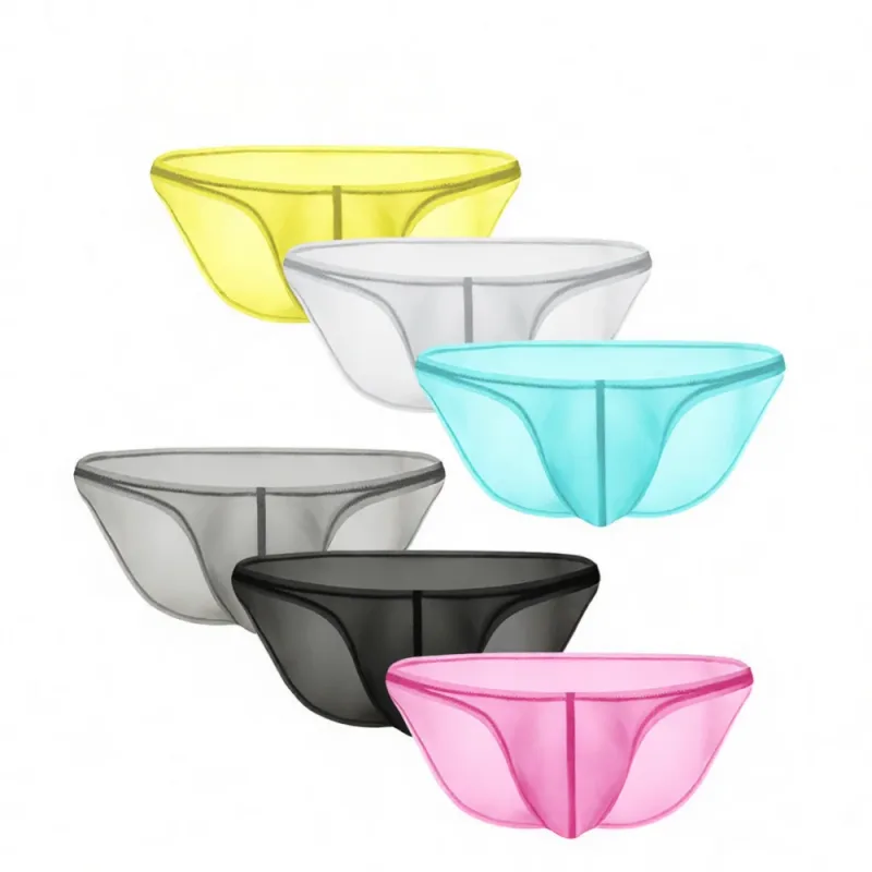 Sexy Mens Underwear Ice Silk Briefs Low Rise Transparent Bikini Panties Breathable Quick Dry Mesh Lightweight Undergarments — image 8