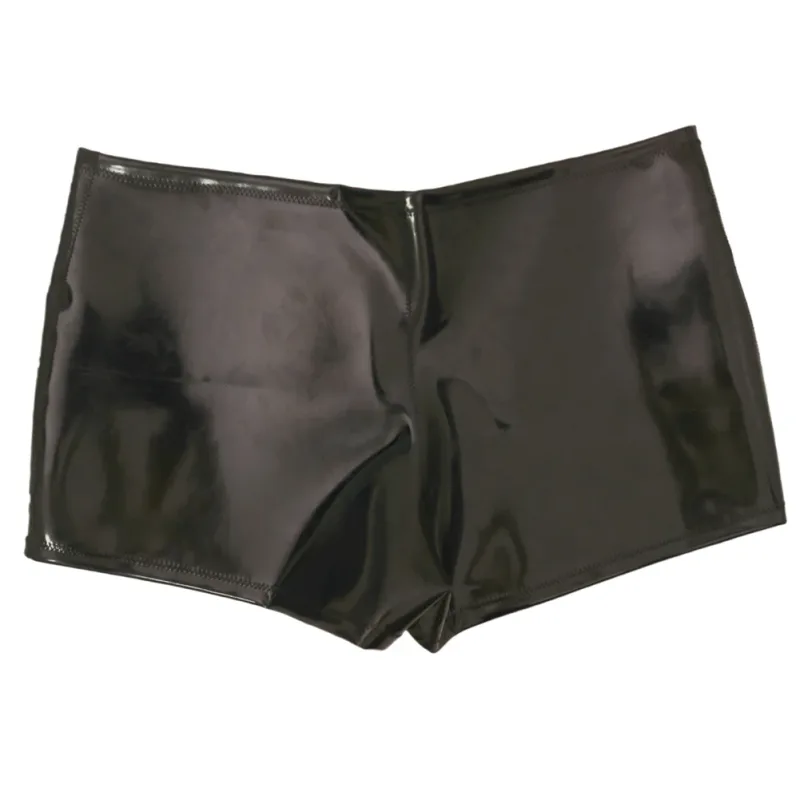 Sexy Men Hot Shorts New Double Sided PU Leather Shorts Wet Look PVC Convex Pouch Boxers Tights Swimming Trunks Boxershorts — image 1