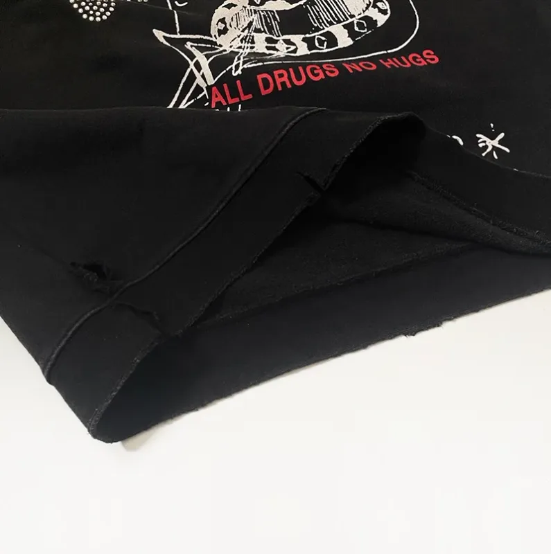 Nuevas sudaderas con capucha PALY de gran tamaño para hombre y mujer, cárdigan Vintage informal lavado negro dañado de la mejor calidad, sudaderas con cremallera — image 30