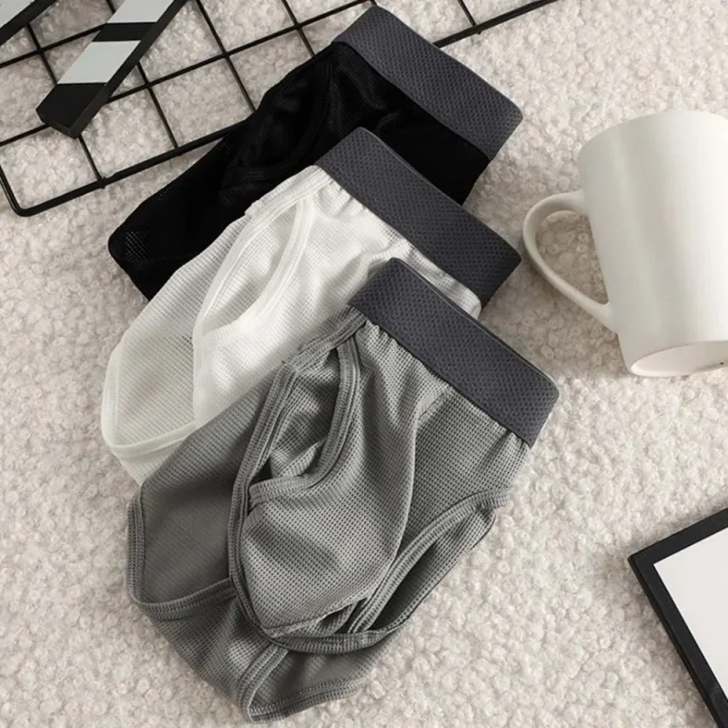 Thin Underpants Summer Thin Briefs Men Side Opening Breathable Men Ice Silk Panties Splicing Lingerie Seamless Underwear Men — image 13