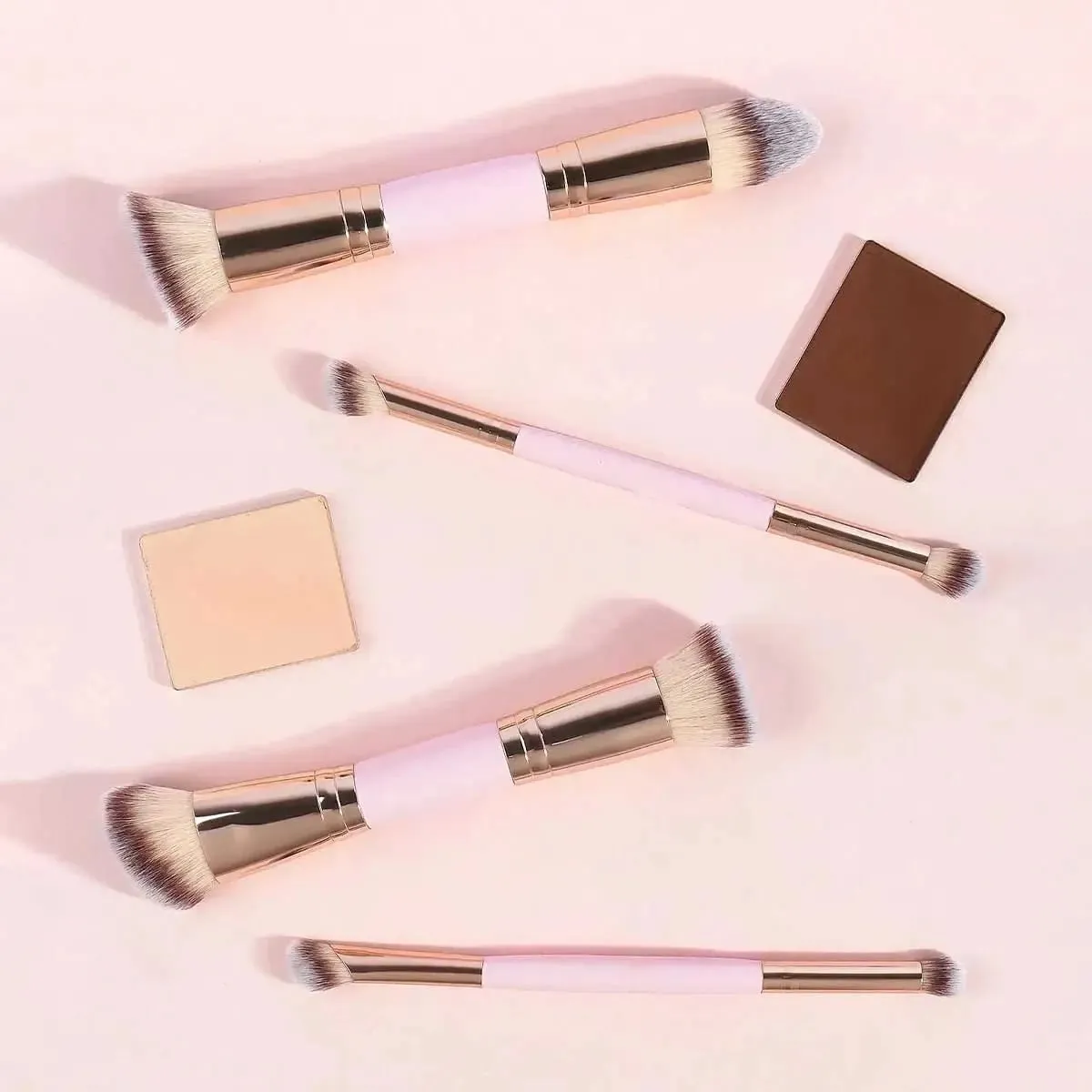 4 τμχ Σετ βουρτσών μακιγιάζ με διπλό άκρο Soft Synthetic Bristles Foundation Blush Powder Eyeshadow Brushes Portable Cosmetic Tools for — image 2