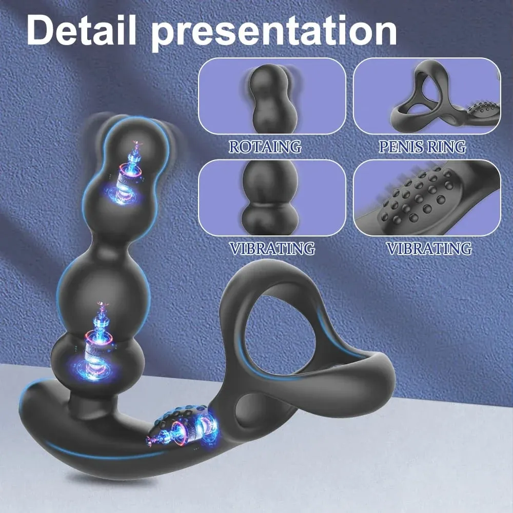Remote Control Male Prostate Massager Vibrator 360°Rotate Toy Vibrator Ring Plugs Masturbator dildo Anal Butt Sex Plug Wearable