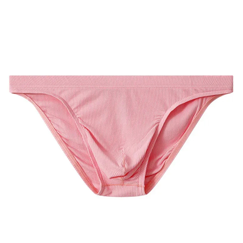 Men Rib Fabric Briefs Underpants Man Sexy Underwear Breathable Low Waist Mens Bikini Briefs Cuecas Big Pouch Hombre Slips