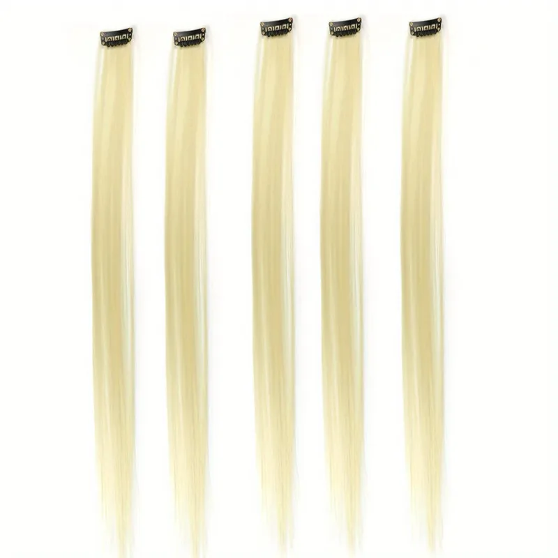 5pcs/set Colorful Clip In Synthetic Hair Extension Rainbow Long Straight Hairpieces For Women Girl Kids Y2K Style Daily Party — image 23