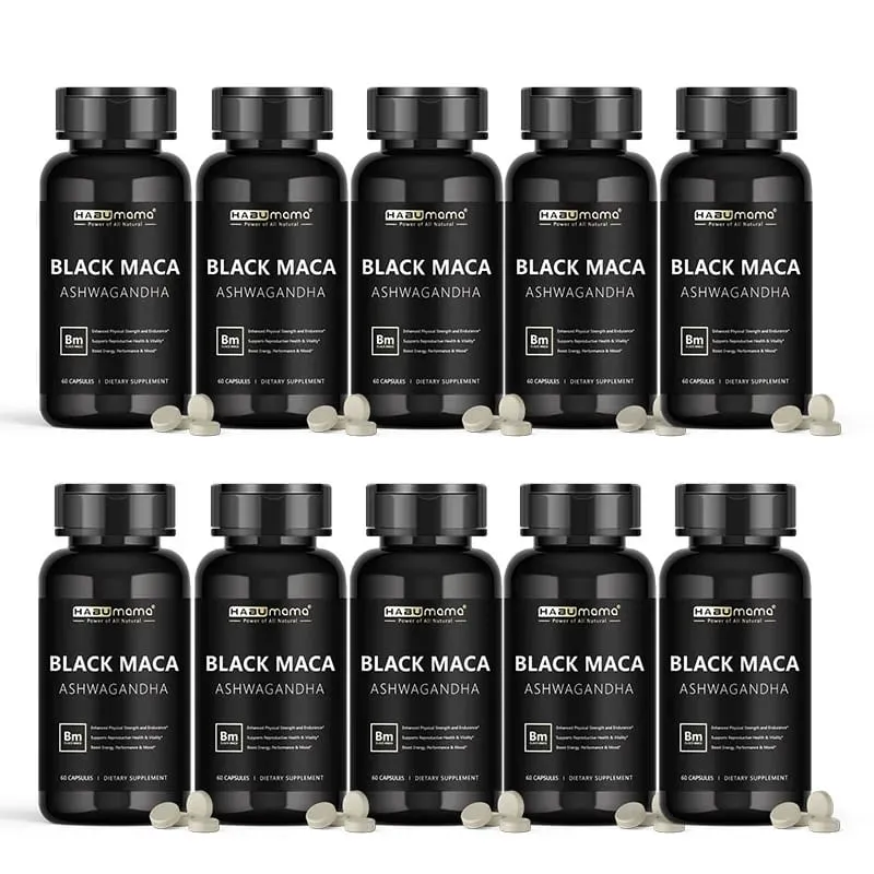 Organic Black Maca -60 Tablets 100% Pure Non-GMO Υποστηρίζει την αναπαραγωγική υγεία Φυσικό Energizer Stamina Enhancer Performance