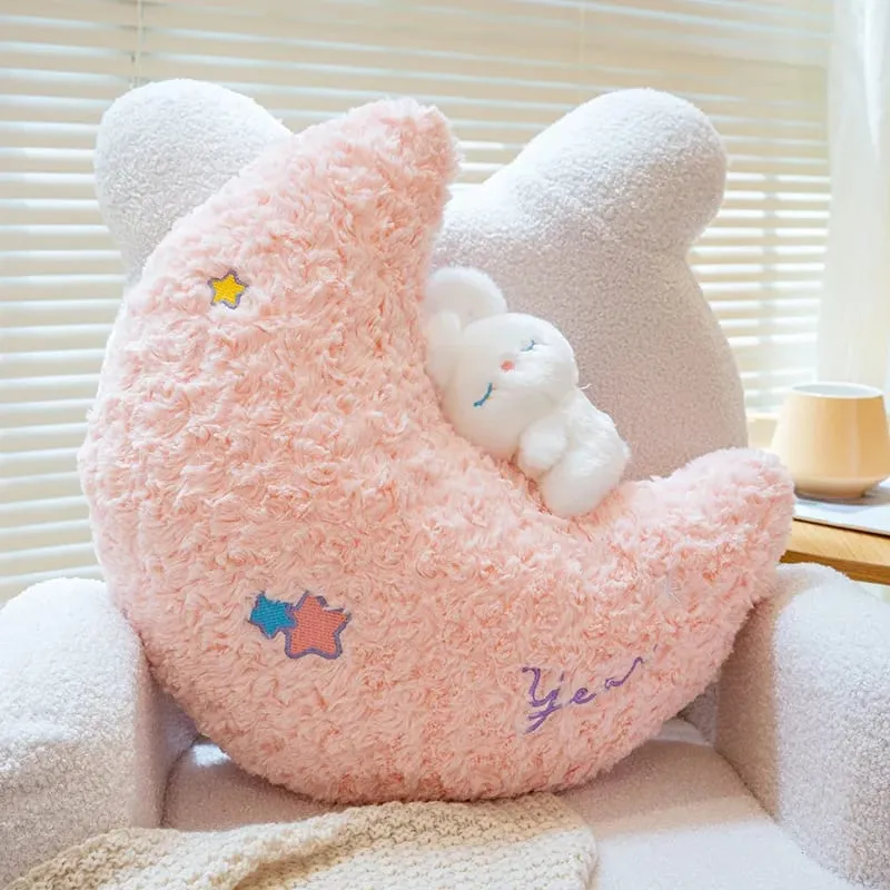 45 ס"מ כרית Kawaii ארנב קריקטורה כוכב ירח כרית כרית אושר יצירתי רך משפחה רך צעצוע קטיפה ספת עיצוב הבית כרית קטיפה