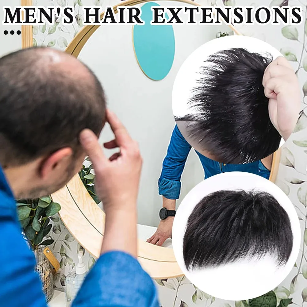 גברים קליפס על פאת שיער קצר החלפת בלוקים עליון ראש כיסוי יעיל עם שיער סינטטי להחלפת שיער מסביב — image 2