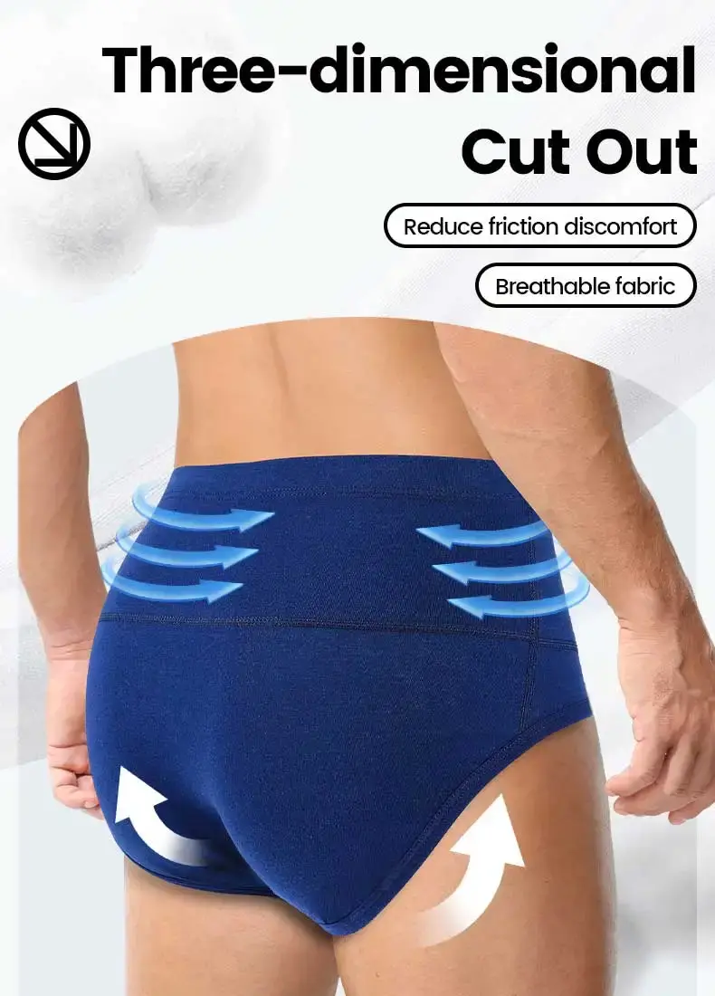 Men's cotton underpants, high-waisted, slimming, waist-protecting, enhanced warmth, short underpants for overweight sportswear — image 7
