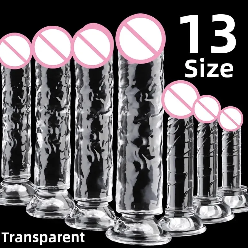 Transparent Big Dick 13 Sizes Realistic Jelly Dildo Women Gay Anal Sex Toys Soft Clitoris Vaginal Masturbators Penis Suction Cup — image 2