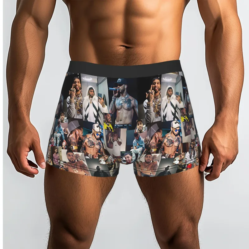 Male Funny A-Anuel AA Underwear Boxer Briefs Stretch Shorts Panties Underpants