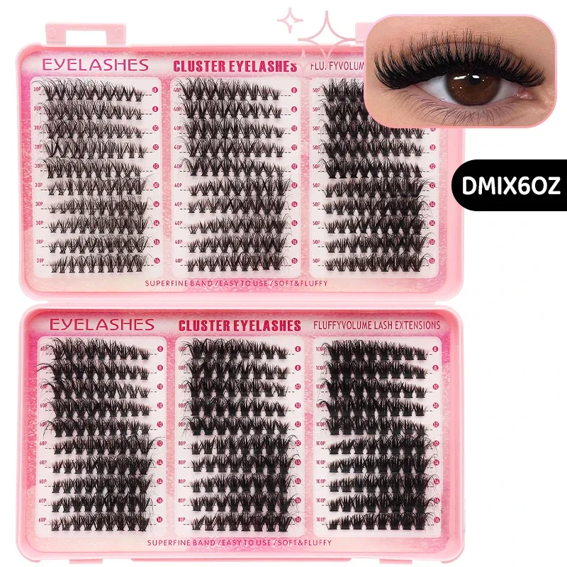 DIY Manga Spiky Cluster Lash Extensions Natural Mega Volume Individual Pre-cut Segmented Vlash for At-home Eye Makeup