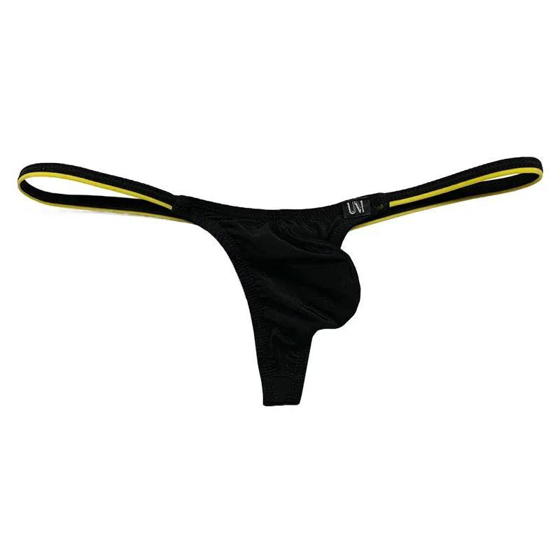 Men's Ice Silk Thin Strap Thong Underwear Low Waist Sexy Breathable Bulge Pouch T-Back Briefs Panties 0116